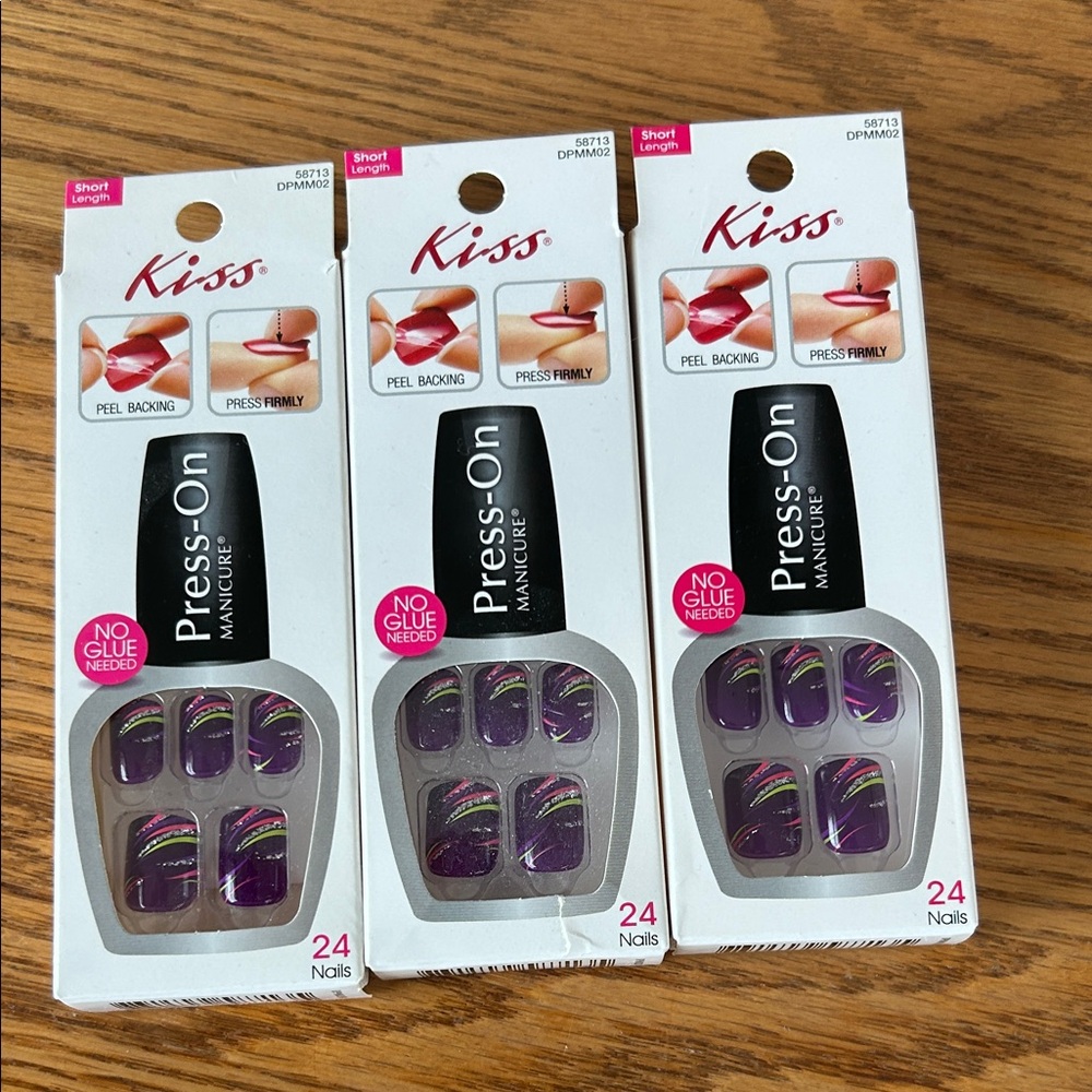 Kiss Press-On Nails - Short Length 3 pack